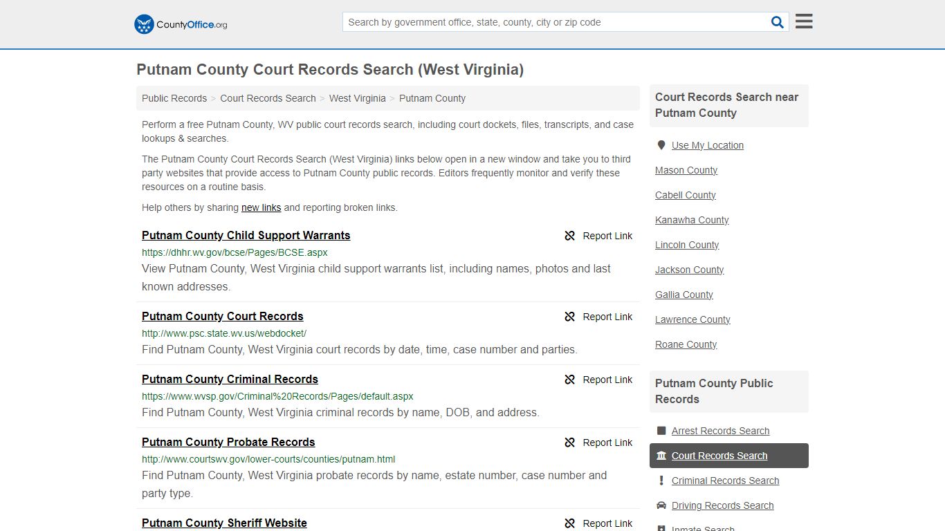 Putnam County Court Records Search (West Virginia) - County Office